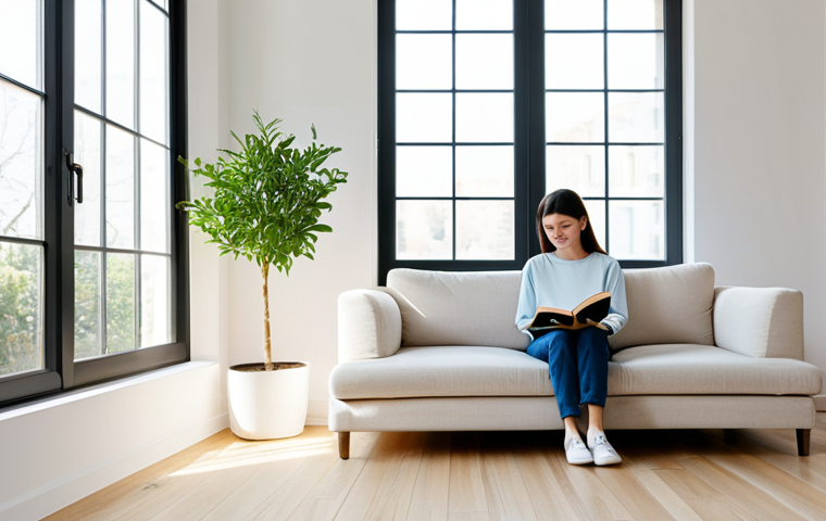 미니멀라이프 환경 보호 - Serene Minimalist Home**

"A bright and airy living room designed with minimalist principles, featur...